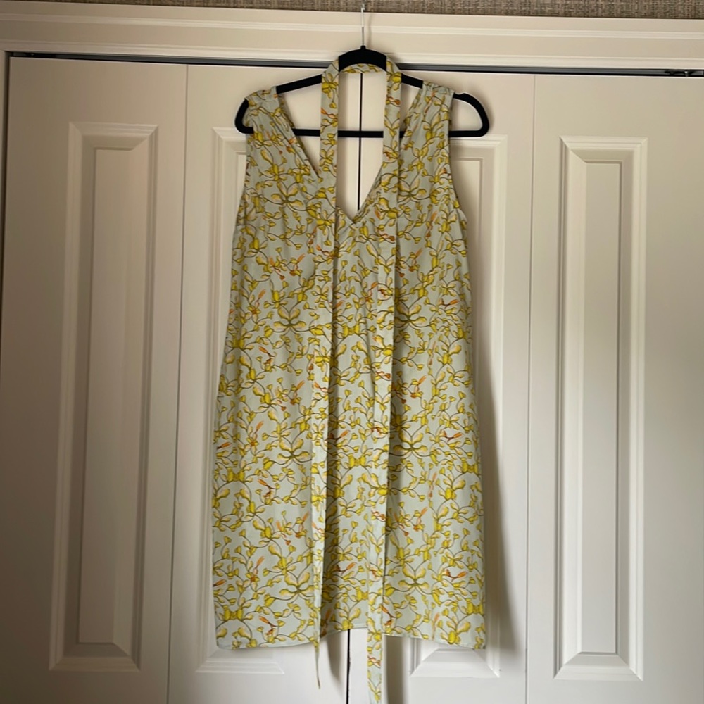Dress, silk, sleeveless belt